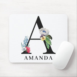 Personalisiertes florales Alphabet A-Monogramm Mousepad