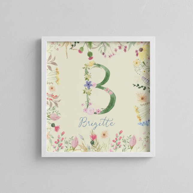 Personalisiertes florales Alphabet Initial-Kinderz Poster (Von Creator hochgeladen)