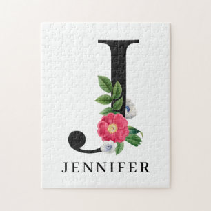 Personalisiertes florales Alphabet J Monogramm Puzzle