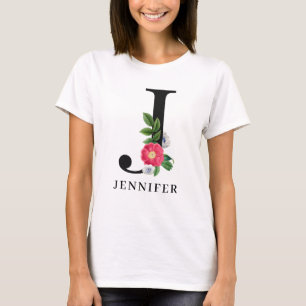 Personalisiertes florales Alphabet J Monogramm T-Shirt