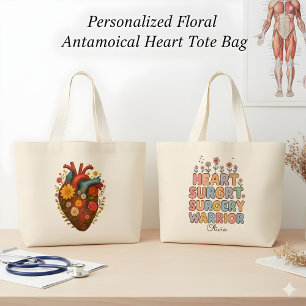 Personalisiertes florales anatomisches Herzchirurg Jumbo Stoffbeutel