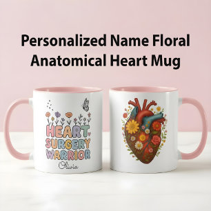 Personalisiertes florales anatomisches Herzchirurg Tasse