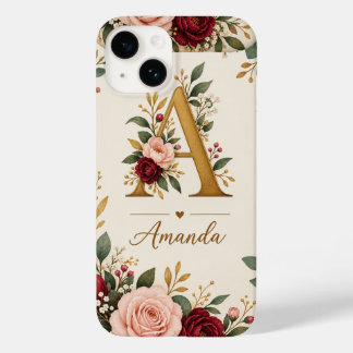 Personalisiertes florales Anfangsmonogramm Case-Mate iPhone 14 Hülle