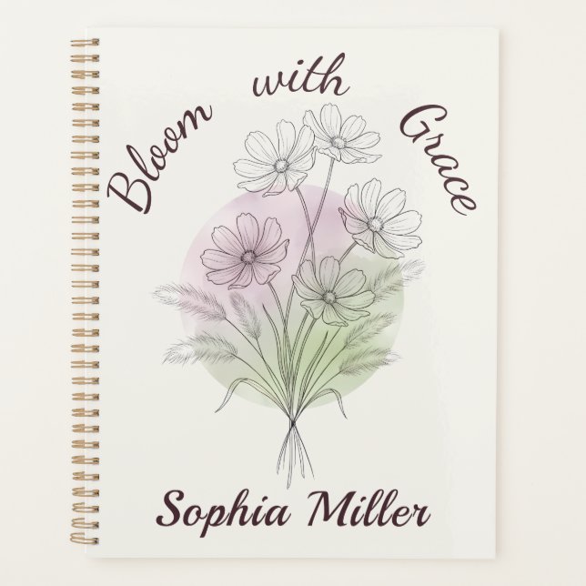 Personalisiertes Florales Cosmos Botanisches Benut Planer (Vorderseite)