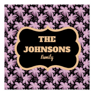 Personalisiertes florales Familiennamensdesign Poster