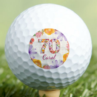 Personalisiertes Florales Golf-Geschenk zum 70. Ge Golfball
