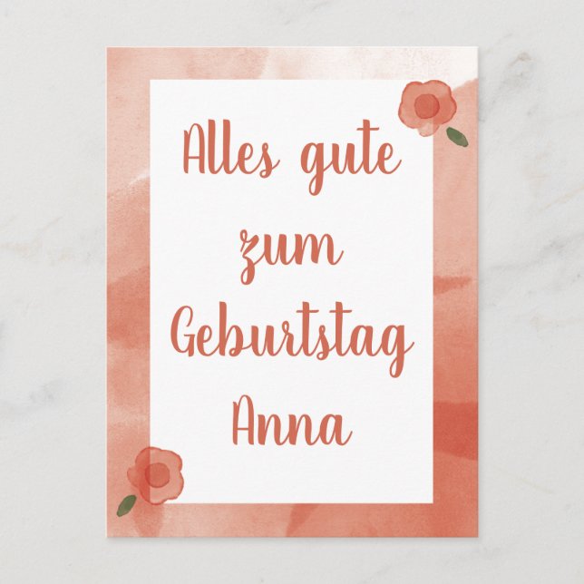 Personalisiertes florales Happy Geburtstag auf Deu Postkarte (Vorderseite)