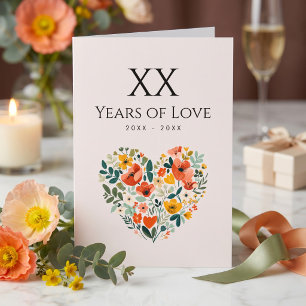 Personalisiertes Florales Herz zum Hochzeitstag Karte