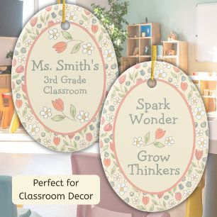 Personalisiertes Florales Lehrer-Ornament für den Keramik Ornament
