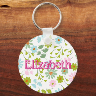 Personalisiertes Florales Mädchen-Schultaschen-Eti Schlüsselanhänger