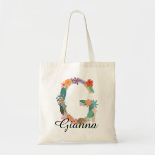 Personalisiertes florales Monogramm, benutzerdefin Tragetasche