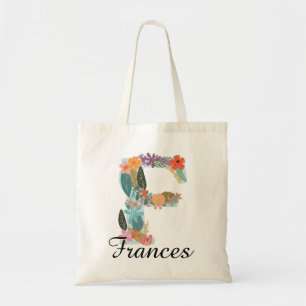 Personalisiertes florales Monogramm, benutzerdefin Tragetasche