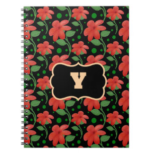 Personalisiertes florales Monogramm-Design Rote Notizblock