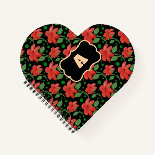 Personalisiertes florales Monogramm-Design Rote Notizbuch