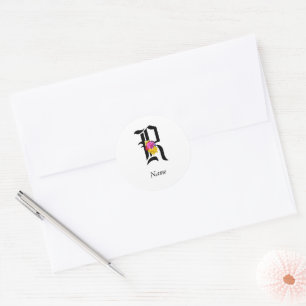 Personalisiertes florales Monogramm R + Name Brief Runder Aufkleber