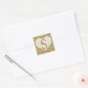 Personalisiertes florales Monogramm, von A bis Z Quadratischer Aufkleber