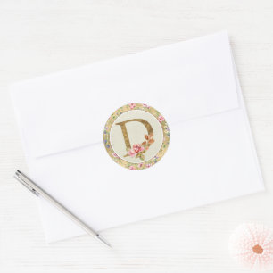 Personalisiertes florales Monogramm, von A bis Z Runder Aufkleber