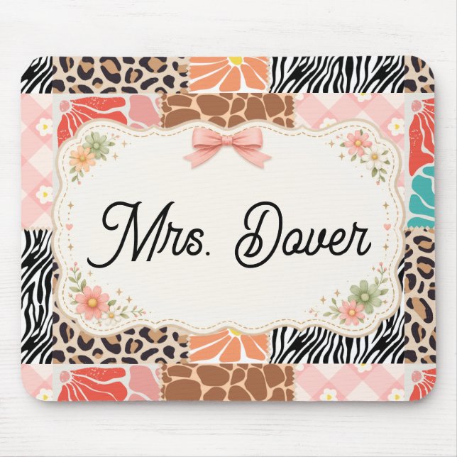 Personalisiertes florales Patchwork-Mausepad für L Mousepad (Vorne)
