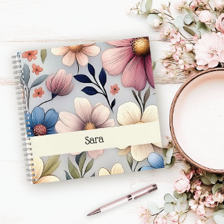 Personalisiertes florales quadratisches College-No Notizbuch