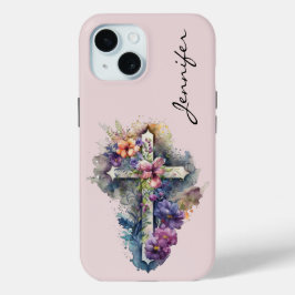 Personalisiertes florales religiöses iPhone 15 Fal Case-Mate iPhone Hülle