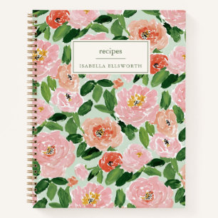 Personalisiertes Florales Rezeptbuch mit individue Notizbuch