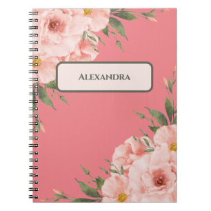 Personalisiertes Florales Rosa Notizblock