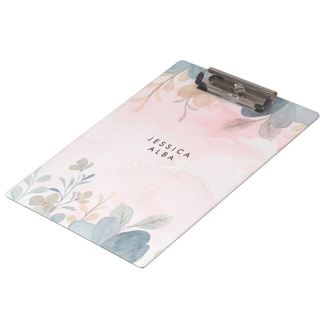 Personalisiertes florales SpiralNotebook Klemmbrett (Schrägansicht)