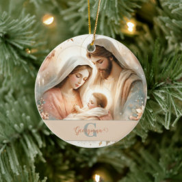 Personalisiertes florales Watercolor Baby Jesus Kr Keramik Ornament