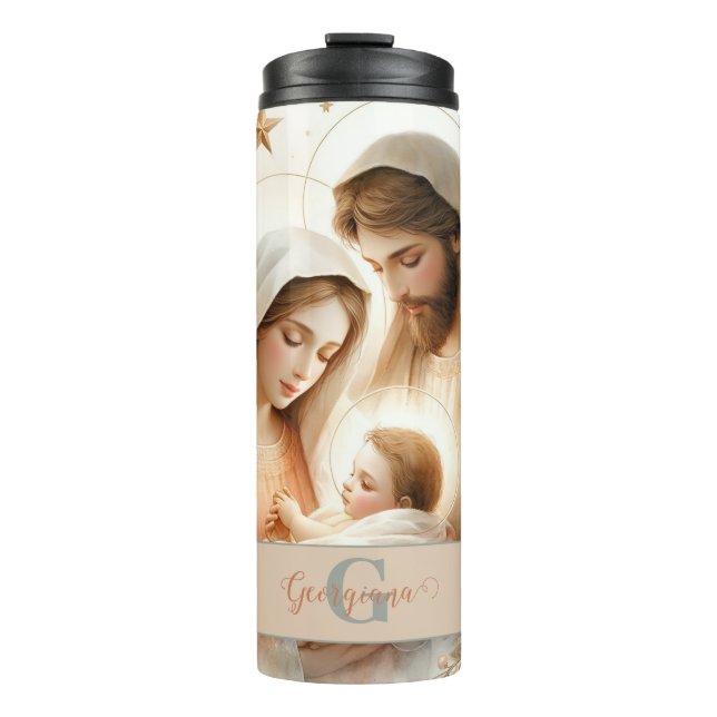 Personalisiertes florales Watercolor Baby Jesus Kr Thermosbecher (Vorderseite)