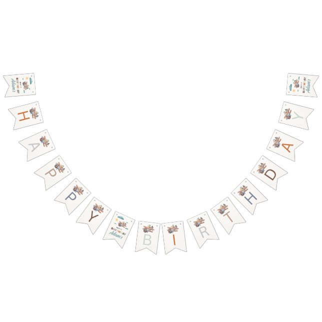 Personalisiertes Flugzeug Happy Birthday Bunting Wimpelkette (Alle)