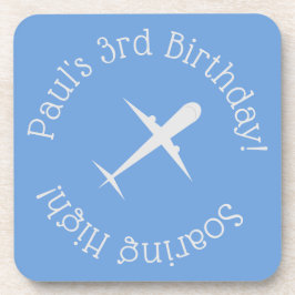 Personalisiertes Flugzeug in blau Getränkeuntersetzer