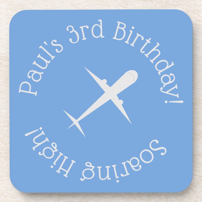 Personalisiertes Flugzeug in blau Getränkeuntersetzer (Vorderseite)