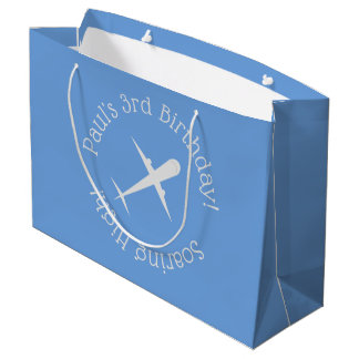 Personalisiertes Flugzeug in blau, steil in die Hö Große Geschenktüte