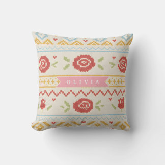 Personalisiertes Folk Nordic Boho Blumenmuster Kissen