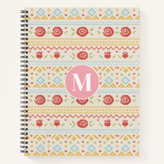 Personalisiertes Folk Nordic Boho Blumenmuster Notizbuch