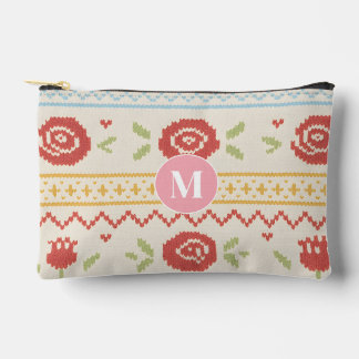 Personalisiertes Folk Nordic Boho Blumenmuster Zubehörtasche