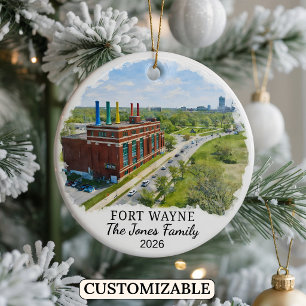 Personalisiertes Fort Wayne-Ornament, individuell Keramik Ornament