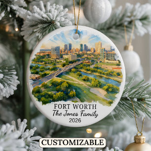 Personalisiertes Fort Worth-Ornament, individuelle Keramik Ornament