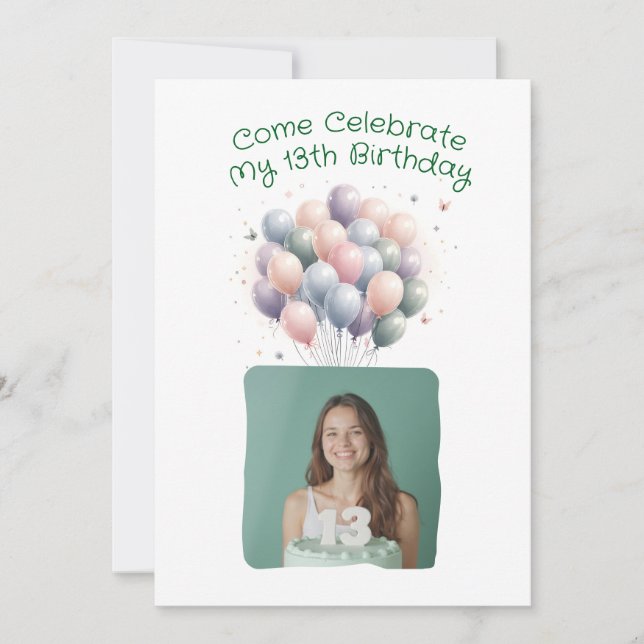 Personalisiertes Foto 13. Geburtstag Einladung (Vorderseite)