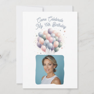 Personalisiertes Foto 45. Geburtstag Balloons Einladung