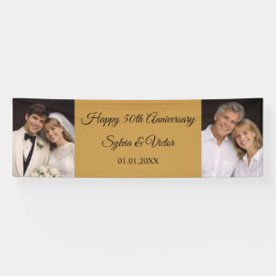 Personalisiertes Foto 50. Hochzeitstag Party Willk Banner