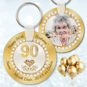 Personalisiertes Foto, 90. Geburtstags-Souvenir-Id Schlüsselanhänger