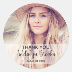 Personalisiertes Foto Abschluss Vielen Dank Runder Aufkleber