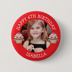 Personalisiertes Foto, Alter und Name Geburtstag   Button