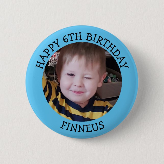 Personalisiertes Foto, Alter und Name Geburtstag Button (Vorderseite)