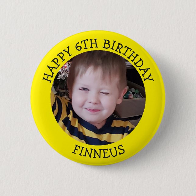 Personalisiertes Foto, Alter und Name Geburtstag  Button (Vorderseite)