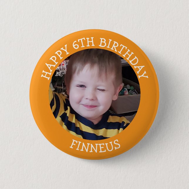 Personalisiertes Foto, Alter und Name Geburtstag  Button (Vorderseite)