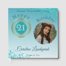 Personalisiertes Foto Aquamarin Blue Glitzer 21. G