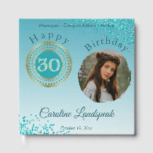 Personalisiertes Foto Aquamarin Blue Glitzer 30. G