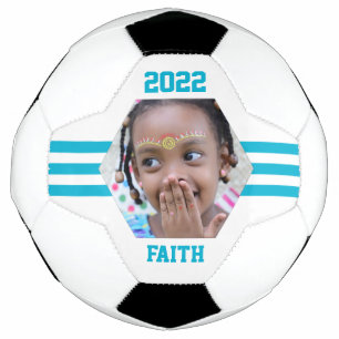 Personalisiertes Foto Aquamarine Streifen Fußball
